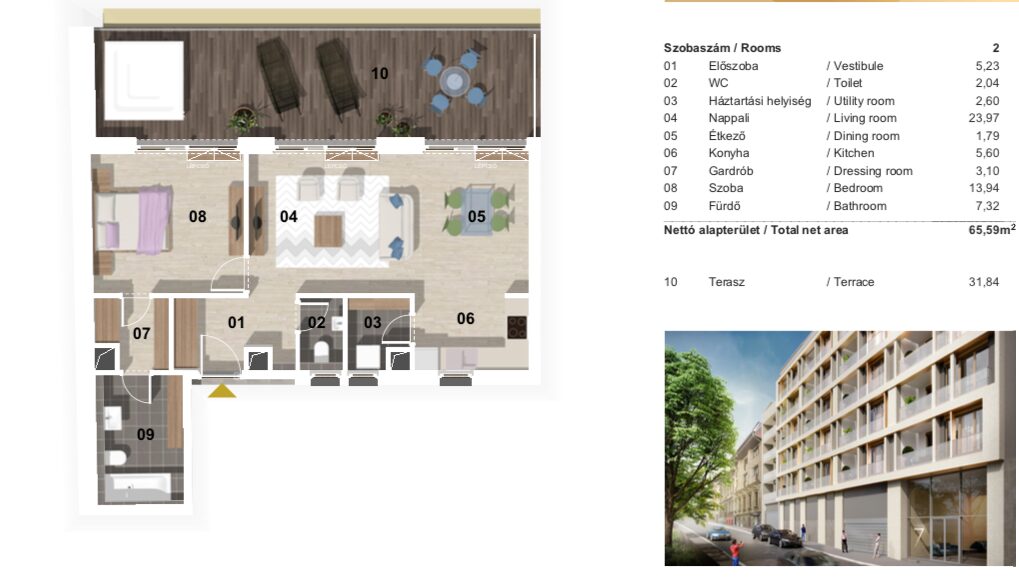 ELSŐ LAKÓJÁT VÁRJA! Exkluzív, panorámás új építésű lakás hatalmas terasszal a Gellérthegyen – alaprajz 1